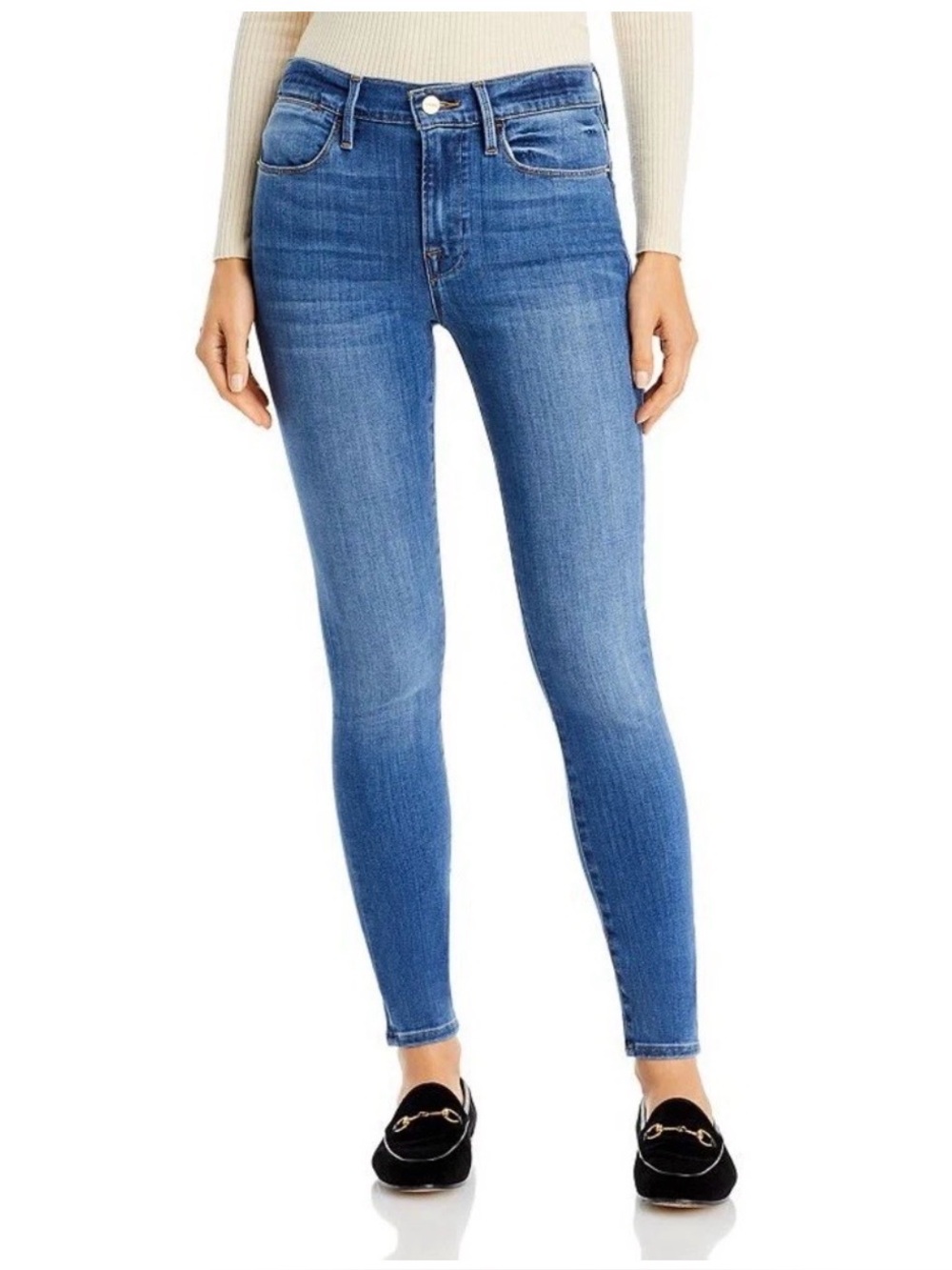 Size 29 | FRAME | Le High Skinny Crop Jeans in Dark Blue